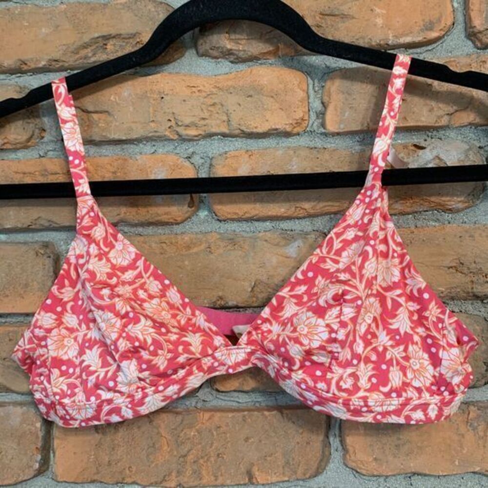 Love by Gap Bralette Womens Small Pink Orange Floral Triangle Wireless Bra Top